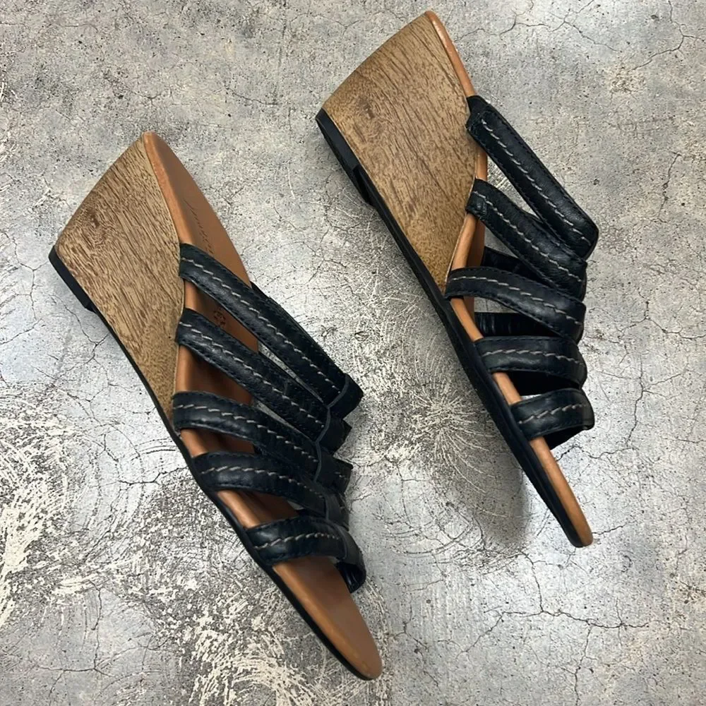 * Paul Green, black leather wedges